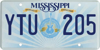 MS license plate YTU205