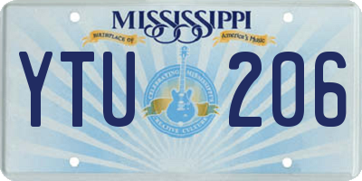 MS license plate YTU206