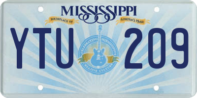 MS license plate YTU209