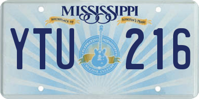 MS license plate YTU216