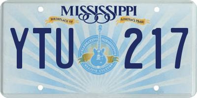 MS license plate YTU217