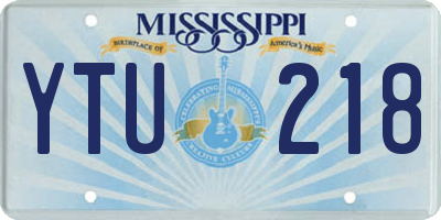 MS license plate YTU218