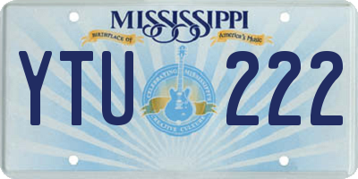 MS license plate YTU222