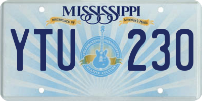 MS license plate YTU230