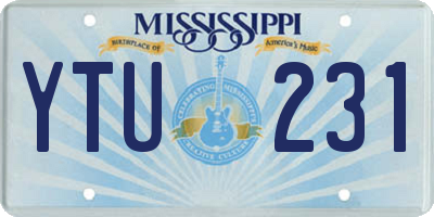 MS license plate YTU231