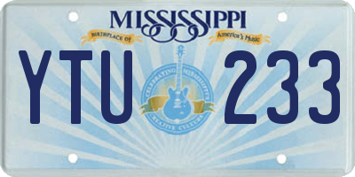 MS license plate YTU233