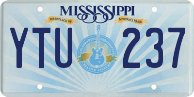 MS license plate YTU237