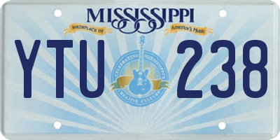 MS license plate YTU238