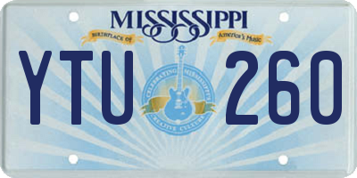 MS license plate YTU260