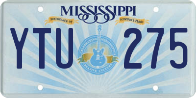 MS license plate YTU275