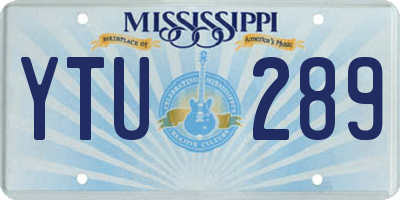 MS license plate YTU289