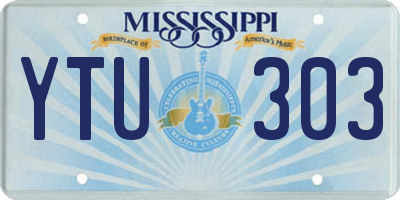 MS license plate YTU303