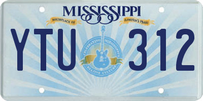 MS license plate YTU312