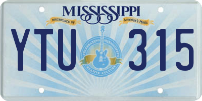 MS license plate YTU315