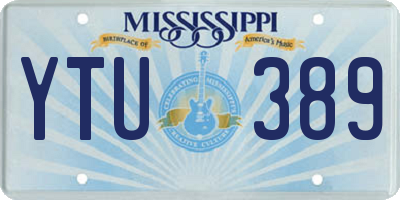 MS license plate YTU389