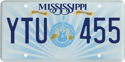 MS license plate YTU455