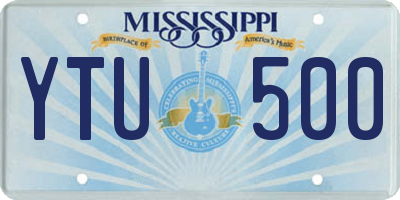 MS license plate YTU500