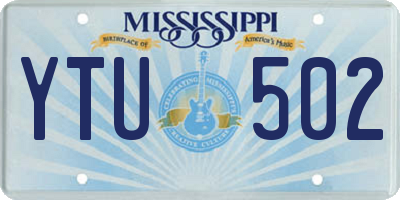 MS license plate YTU502