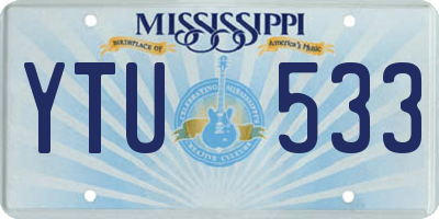 MS license plate YTU533