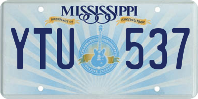 MS license plate YTU537