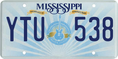 MS license plate YTU538