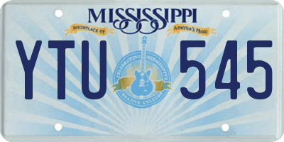 MS license plate YTU545