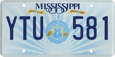 MS license plate YTU581