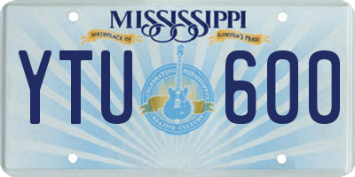 MS license plate YTU600