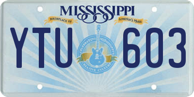 MS license plate YTU603