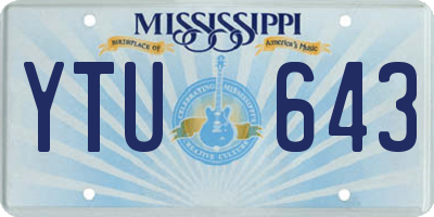 MS license plate YTU643