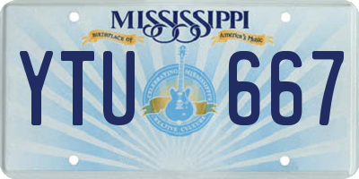 MS license plate YTU667