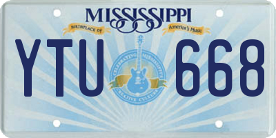 MS license plate YTU668