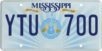 MS license plate YTU700