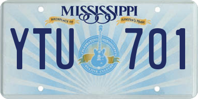 MS license plate YTU701