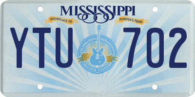 MS license plate YTU702