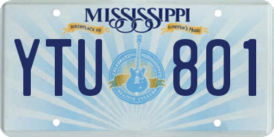 MS license plate YTU801