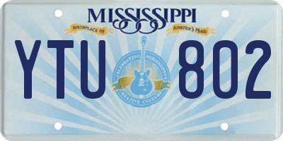 MS license plate YTU802