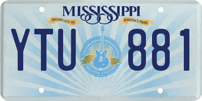 MS license plate YTU881