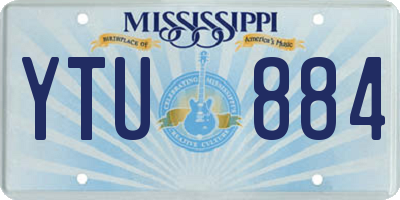 MS license plate YTU884