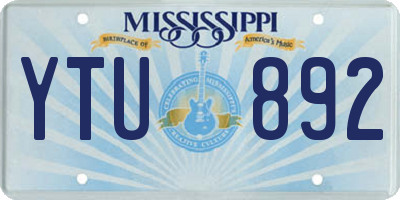 MS license plate YTU892