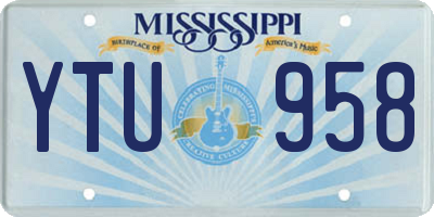 MS license plate YTU958