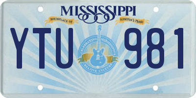 MS license plate YTU981