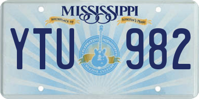 MS license plate YTU982