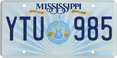 MS license plate YTU985