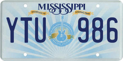 MS license plate YTU986