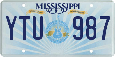 MS license plate YTU987