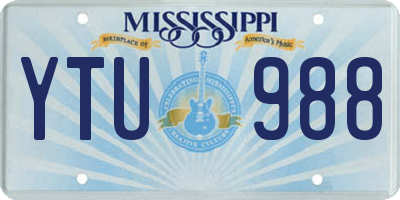 MS license plate YTU988