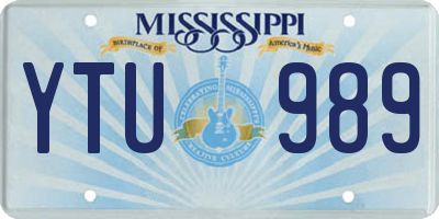 MS license plate YTU989
