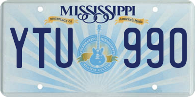 MS license plate YTU990