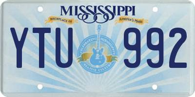 MS license plate YTU992